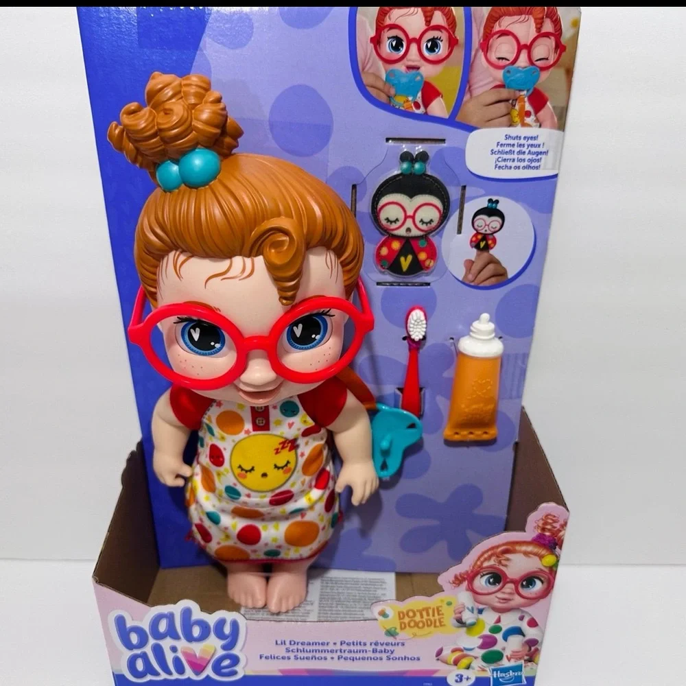 Baby Alive Lil Dreamer Dottie Doodle Baby Doll Sleepover Toy With Glasses